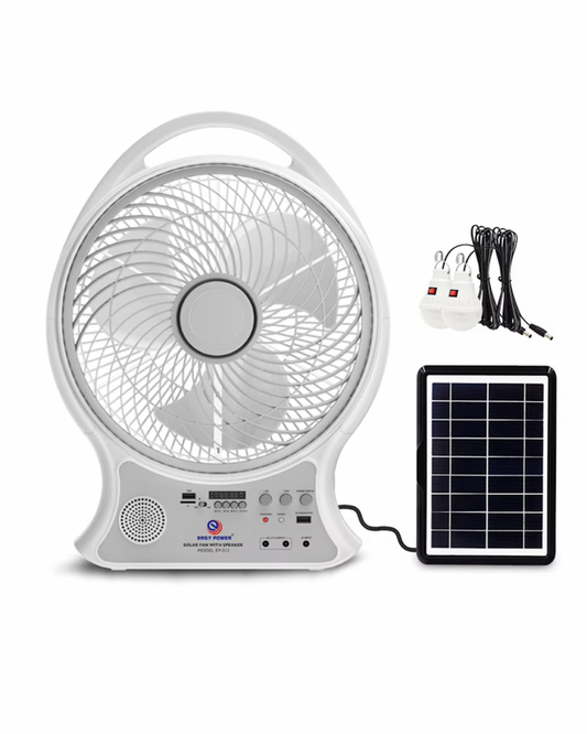 Abanico Recargable Solar Con Bocina