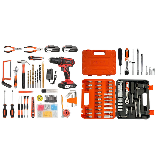 Kit de Taladro de 2 Baterías + Set de 46 Cubos ❌LIQUIDACION❌